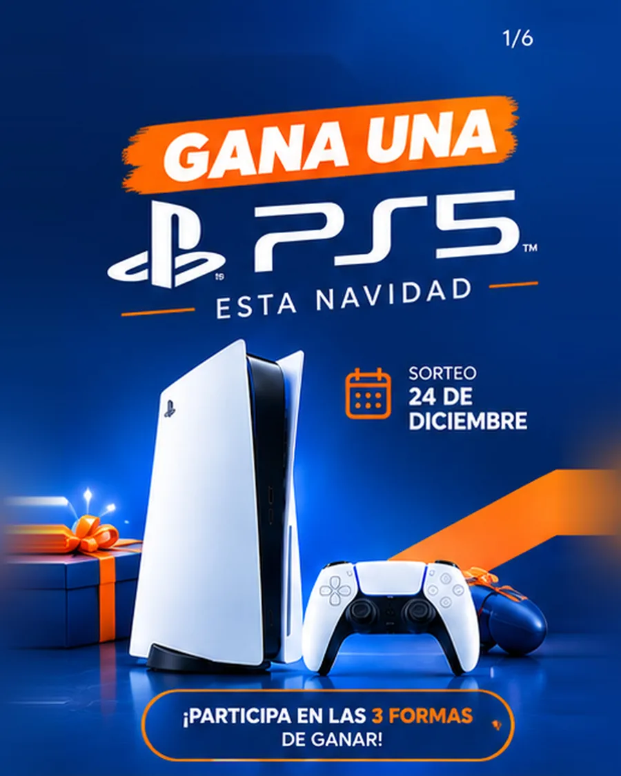 Afiche del sorteo de una PS5 esta Navidad en DOCTORTEC, sorteo el 24 de diciembre